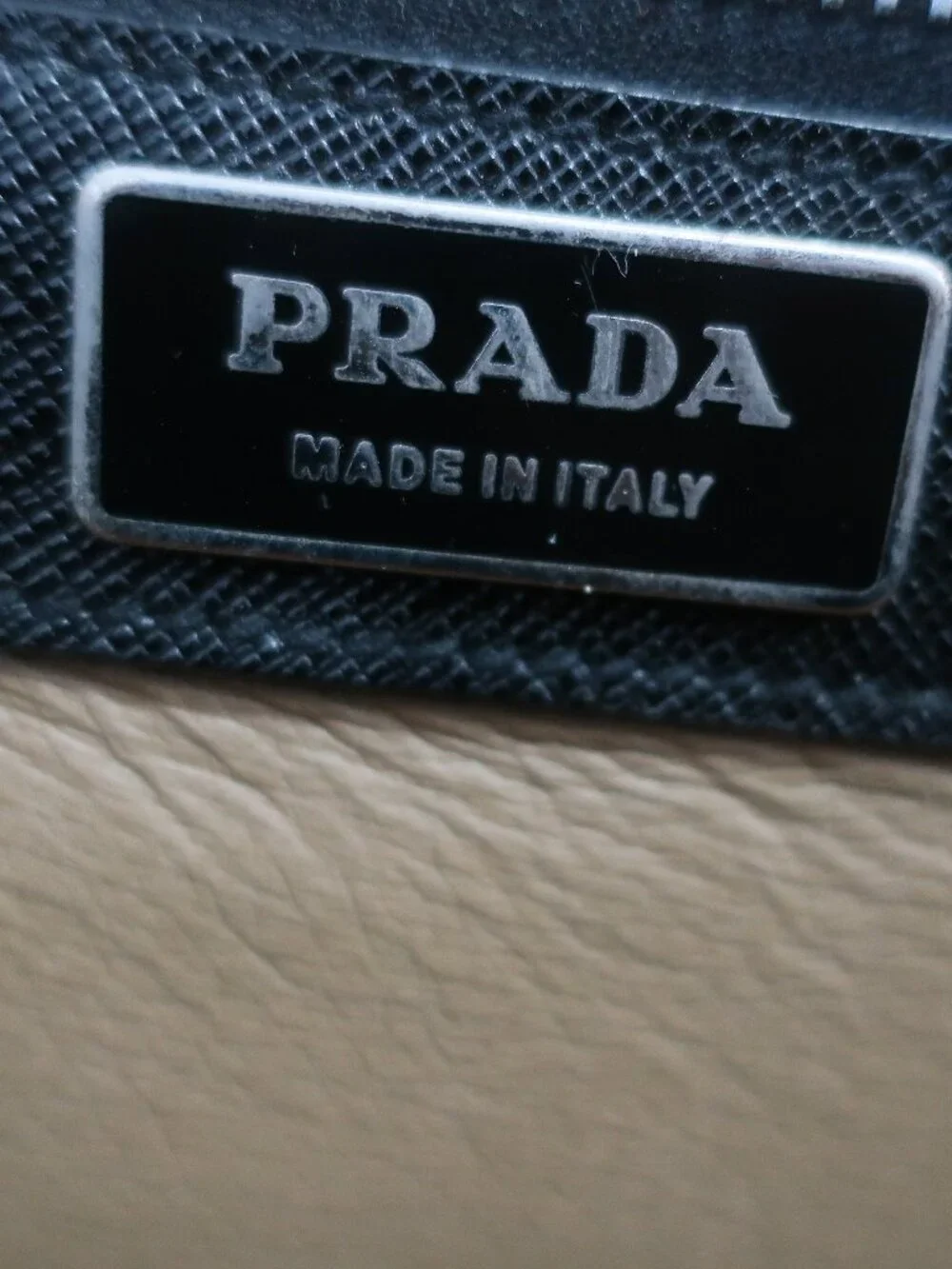 Authentic Mens Prada Saffiano Grained Leather Black Key Lock Cartella Briefcase